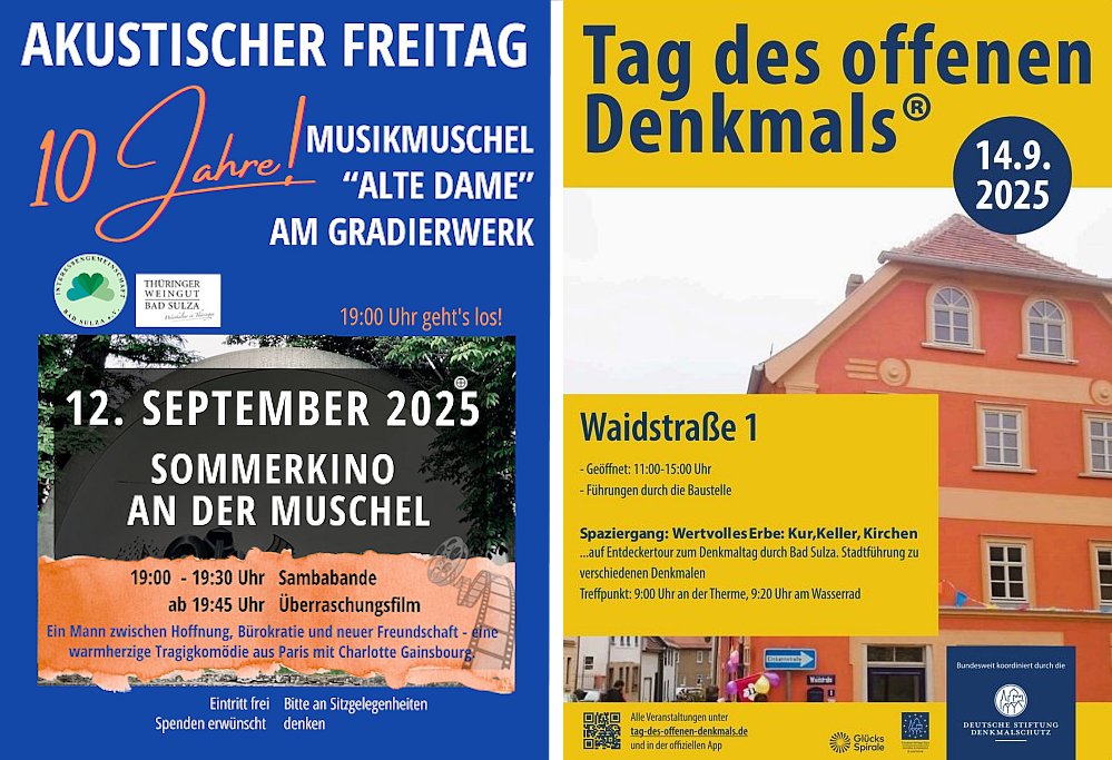 Sommerkino am 12.9.2025 / Tag des offenen Denkmals am 14.9.2025