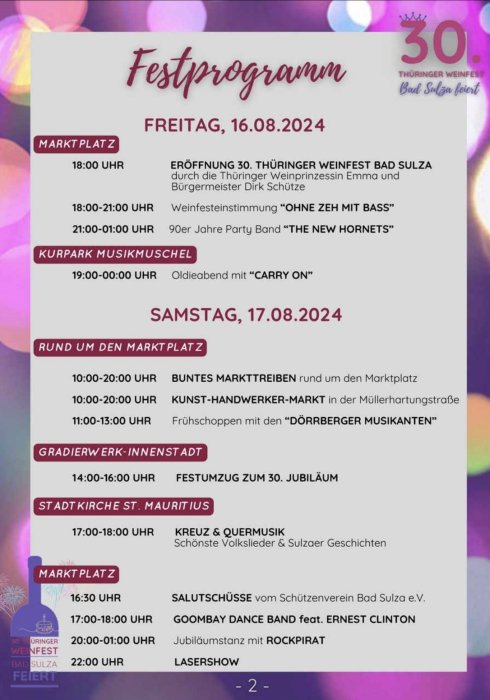 Programm zum Weinfest