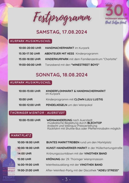 Programm zum Weinfest